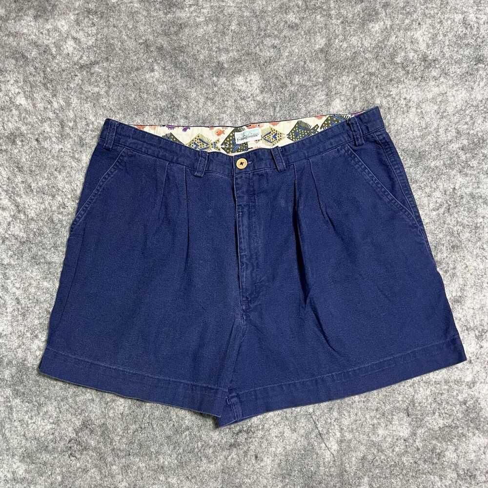 Vintage Patagonia Chino Shorts Mens Tag 38 Fit 36 Blue Double Pleat Evenly Faded